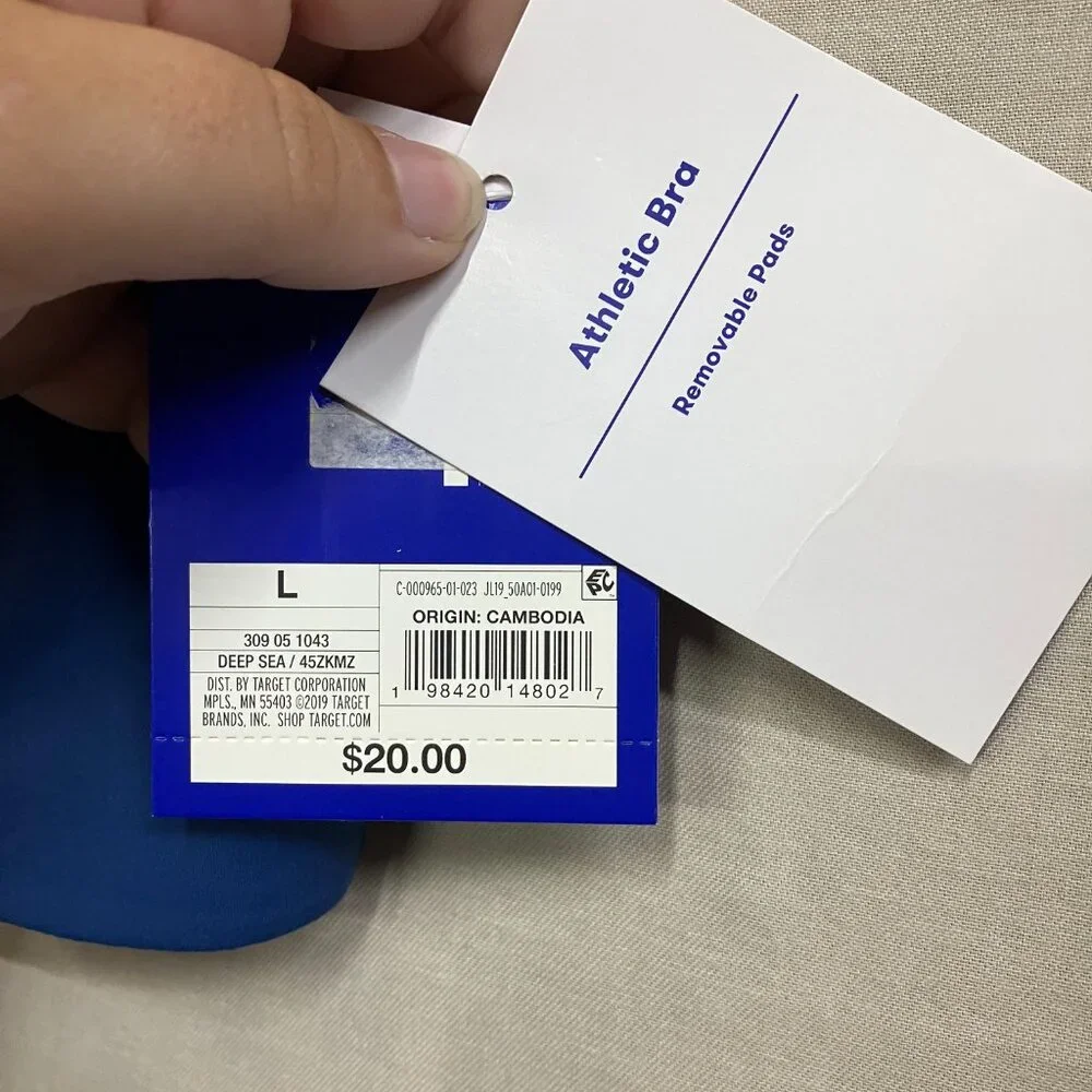 WT JoyLab Women's L Deep Sea Blue Strappy Athletic Sports Bra Removable Pads - Picture 7 of 13